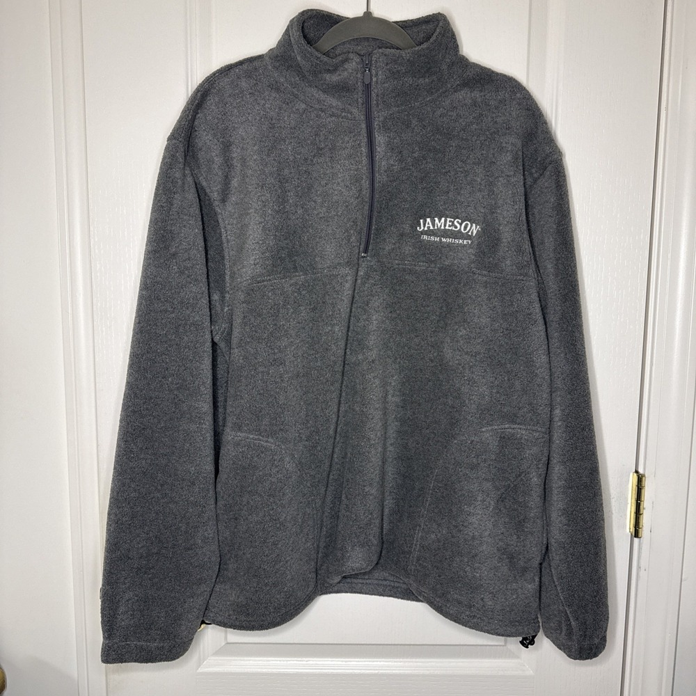 Jameson Irish Whiskey Harriton Quarter Zip Fleece Pullover Gray Men's Large